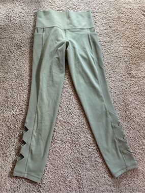 Athleta Sage Green High-Rise Ribbed Side-Cut Leggings.